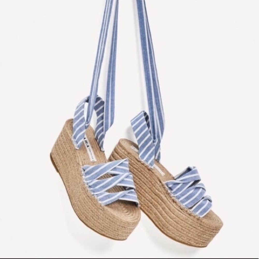 Zara Tie Up Jute Platform Espadrilles